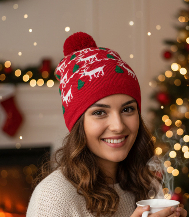 Winter Christmas hat with pom-pom - perfect for preze