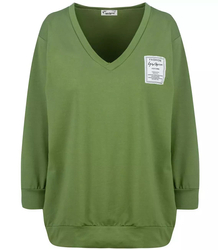 Thin cotton V-neck box sweatshirt