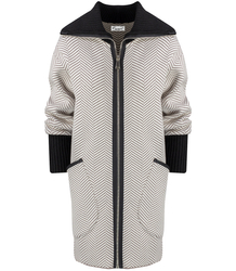 Herringbone knitted transitional coat cardigan with collar AMELIA