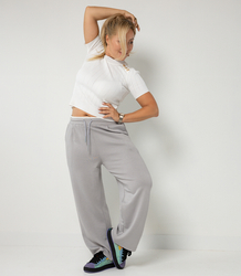Comfortable sweatpants made of soft material with white insert at the waist LUNA