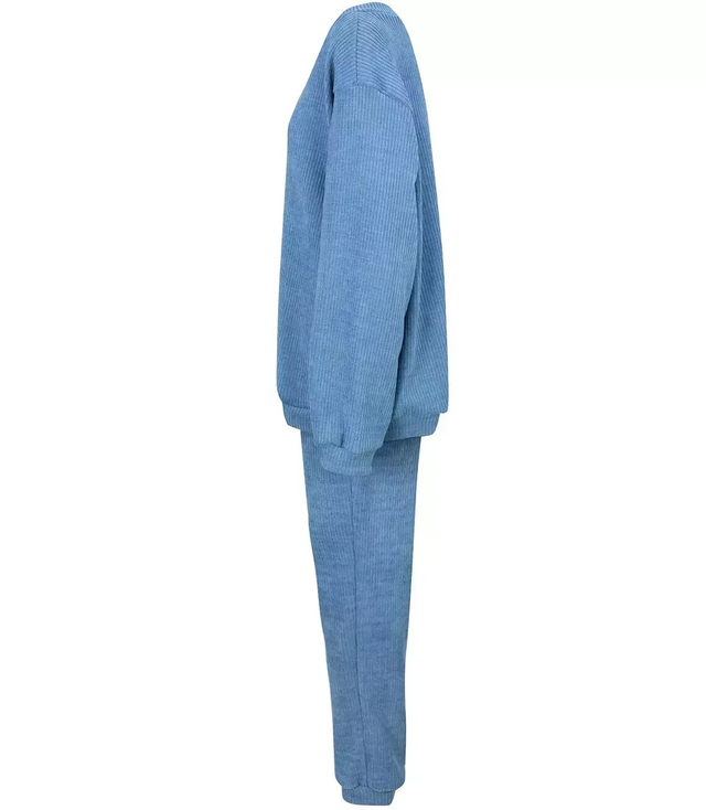 Women's corduroy tracksuit composed of a sweatshirt and trousers. Loose cut