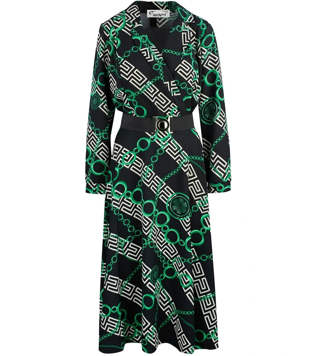 Elegant dress Beautiful with belt Envelope neckline LUNA