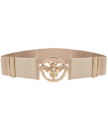 Women's belt with gold bee, adjustable, elastic