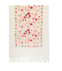 Women's folklore scarf with flower motif and tassels