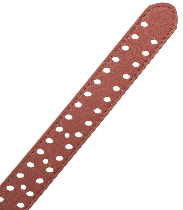 Women's eco leather belt with decorative holes 3 cm