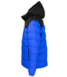 Warm men's quilted winter jacket with hood 