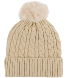 Warm women's cap with pom-pom autumn winter monochrome hat