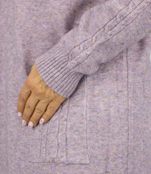 Knit dress with openwork sleeves and pockets