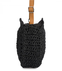 Round braided boho handbag with long strap
