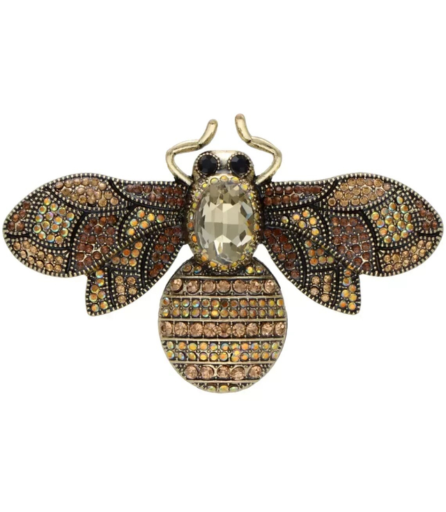 Beautiful decorative gold bee brooch with zircons