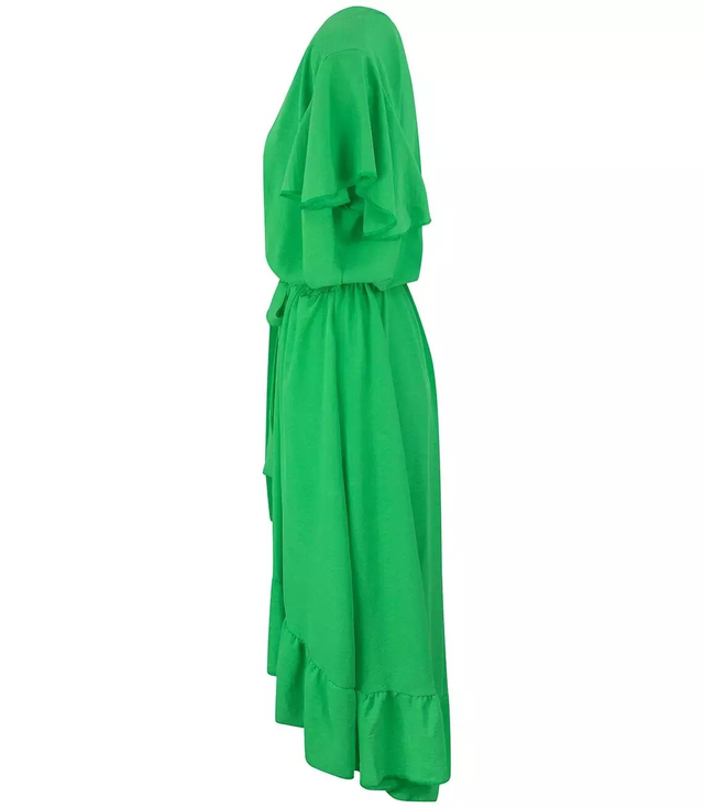 Envelope MAXI dress with Spanish frill