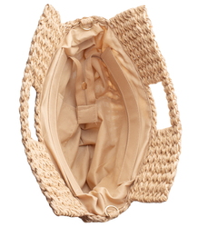 Summer semi-circular bag shoulder bag with braided fabric