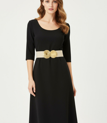 Braided women's belt with large buckle