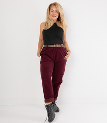 Corduroy chinos pants with belt CITY SOFT