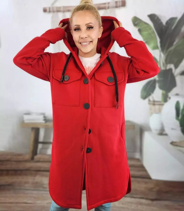 Warm long sweatshirt cotton shirt jacket