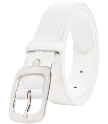 Smooth women's eco leather belt with silver buckle 3 cm