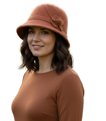 Women's hat cloche patch flower