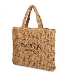 Large plaid shoper bag zippered with PARIS lettering