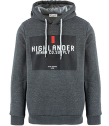 Men's warm, thick sweatshirt with a hood and a print