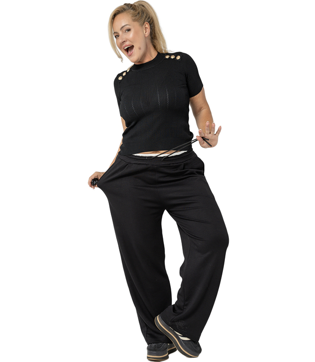 Comfortable sweatpants made of soft material with white insert at the waist LUNA