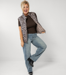 Short double-sided sleeveless smooth and leopard print NORA