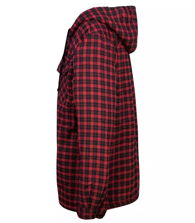 Fur lined plaid shirt jacket