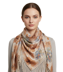 Floral women's scarf shawl with tassels