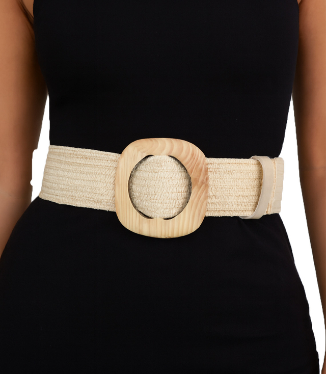 Braided women's belt with large buckle