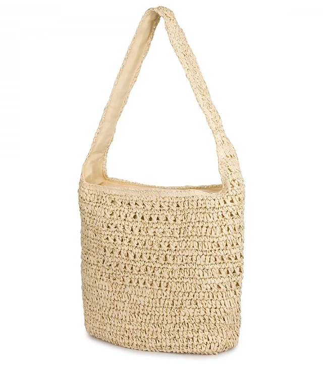 Torebka boho z plecionki z napisem PARIS MILANO