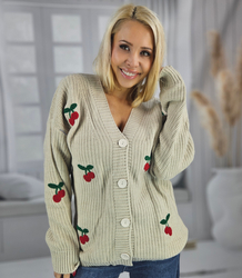 Warm and cozy women's sweater with cherries in autumn LARAMIE