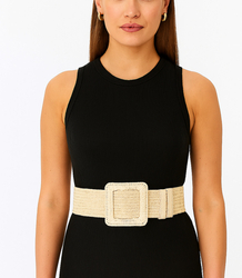 Braided women's belt with large buckle