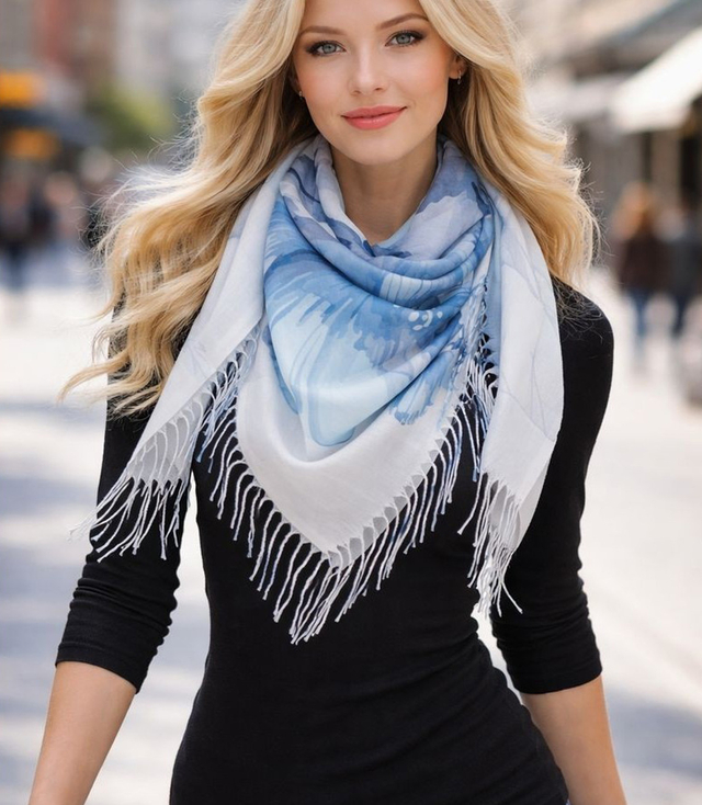 Women's scarf with floral pattern 100x100