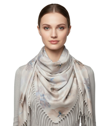 Floral women's scarf shawl with tassels