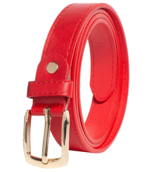 Smooth women's eco leather belt with gold buckle 2.3 cm