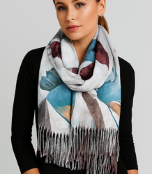 Square shawl scarf for women with tassels AGRAFKA