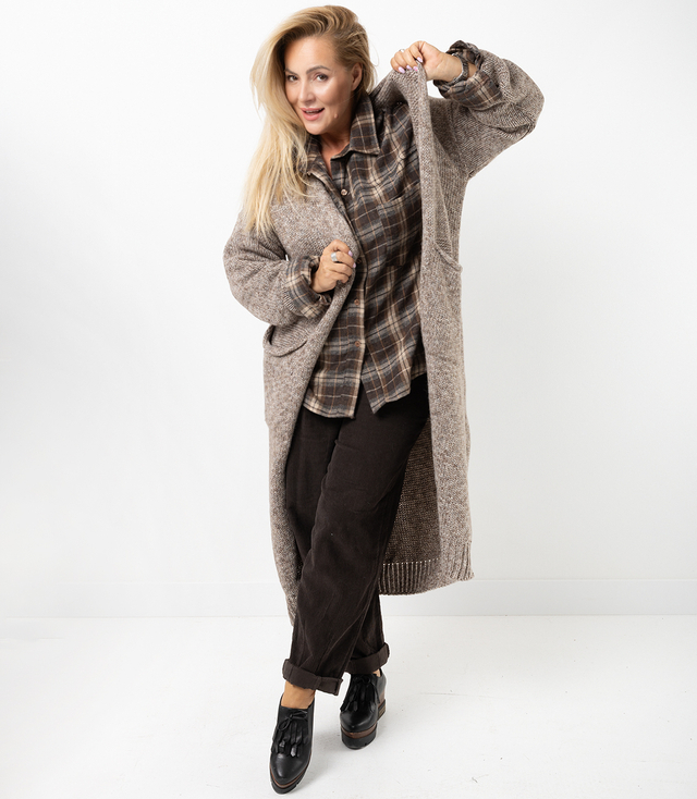 Long warm melange cardigan AURORA