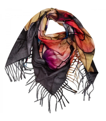 Abstract shawl scarf multicolored elegant with tassels