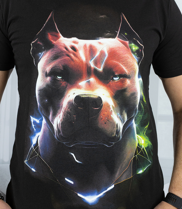 Męski t-shirt koszulka krótki rękaw z nadukiem z psem