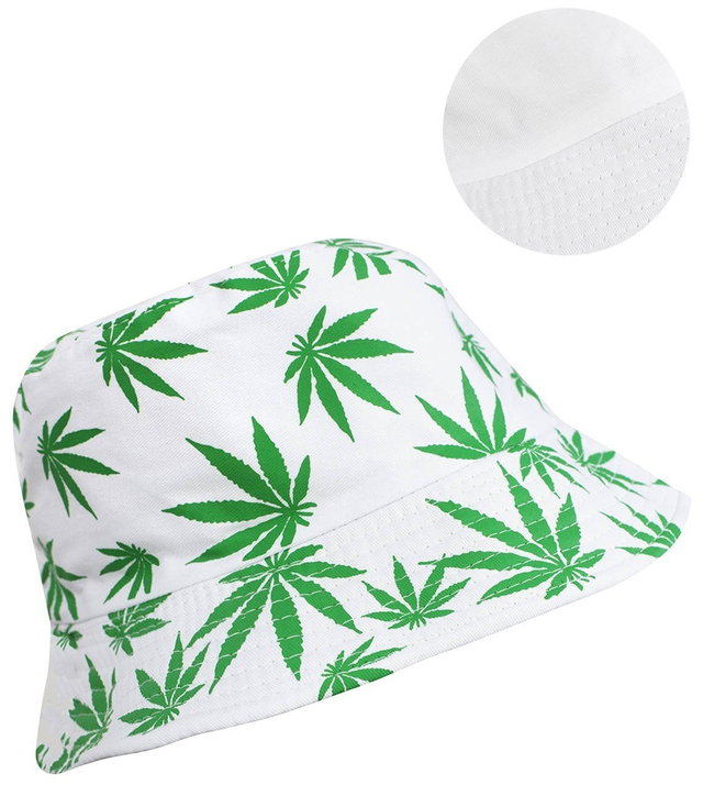 Reversible BUCKET HAT with leaves print