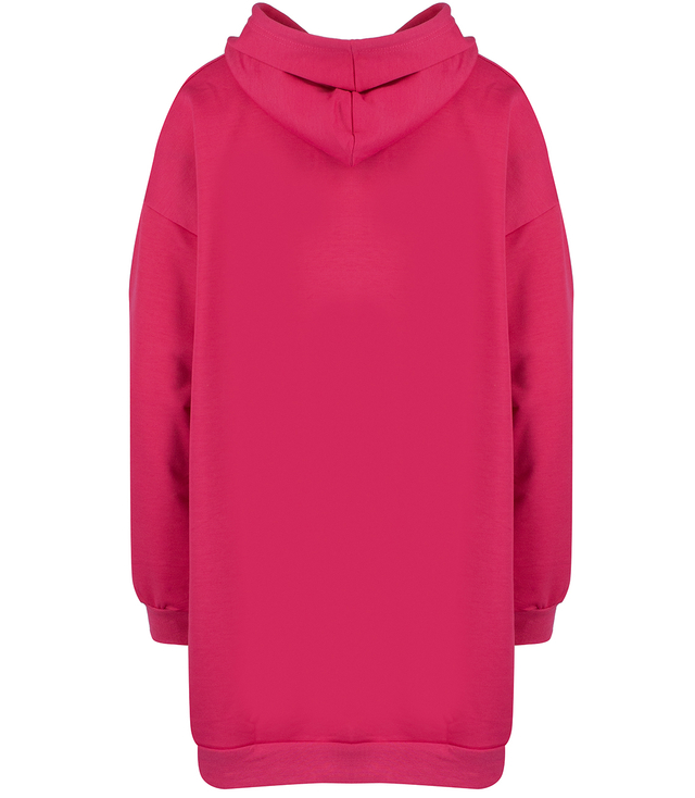 Long oversize dress sweatshirt with hood and heart patch LILLY