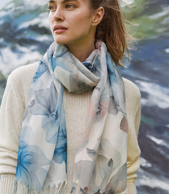 Women's floral pattern scarf 180x70