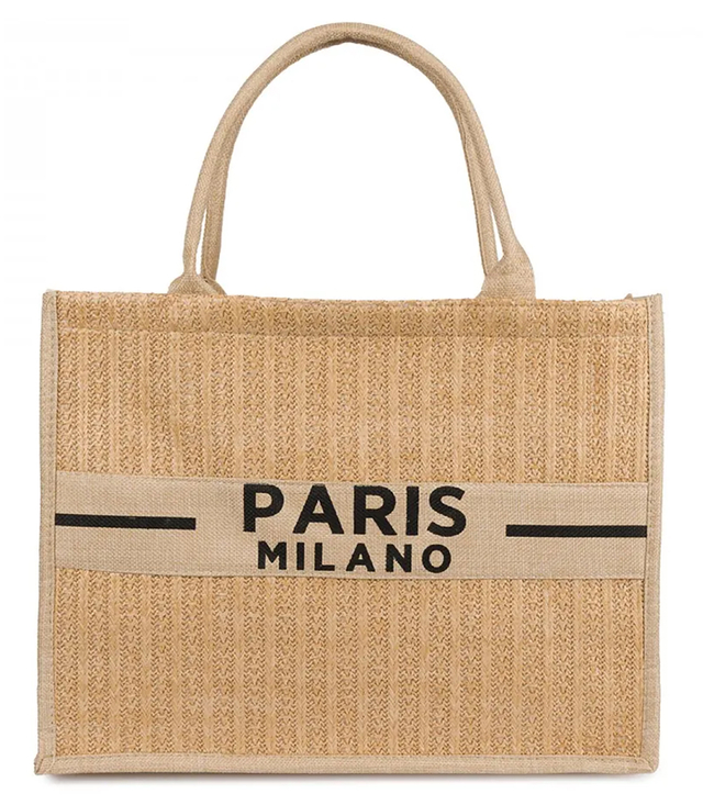 PARIS MILANO braided shopper bag for summer beach large eco bag