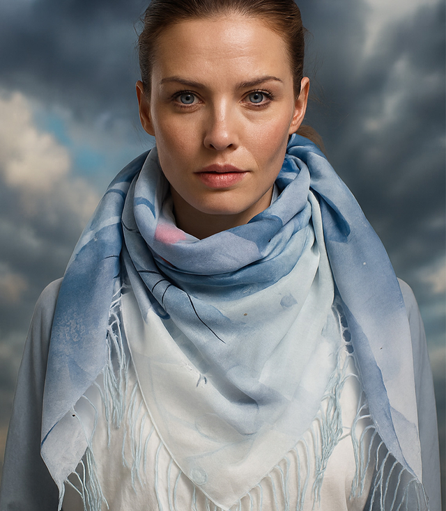 Women's floral pattern scarf 180x70