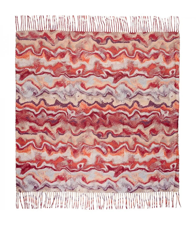 Wavy delicate pattern scarf with tassels
