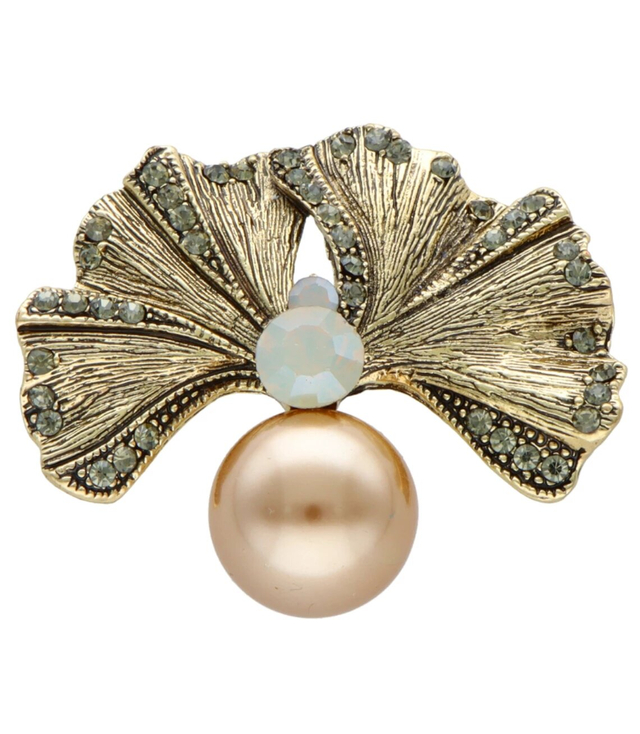 Brooch with zircons Pearl Beautiful Decorative Colorful Safety Pin