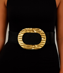 Braided women's belt with large buckle