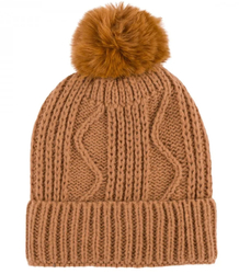 Warm women's beanie with pom-pom plaid autumn winter hat 