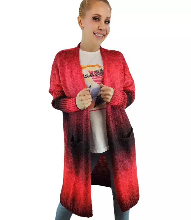 Long cardigan thick colorful ombre sweater