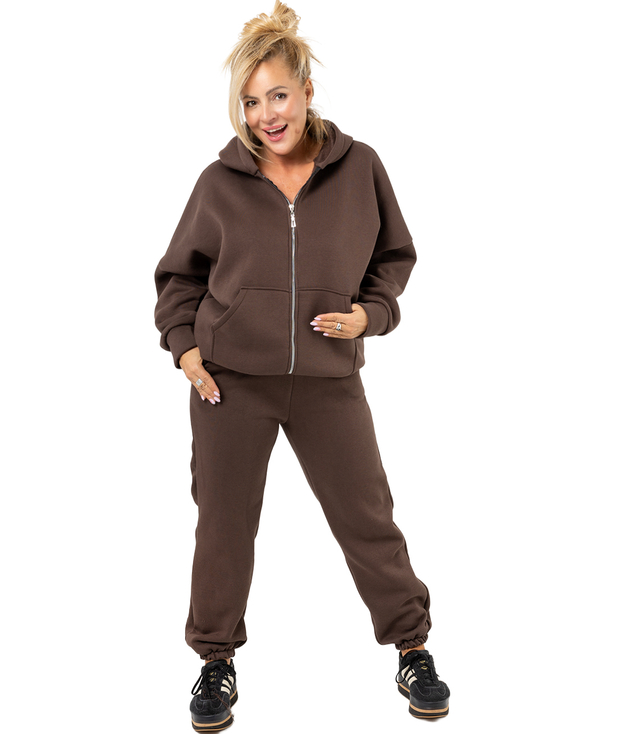 Warm thick sweatshirt set unbuttoned sweatshirt LAURA