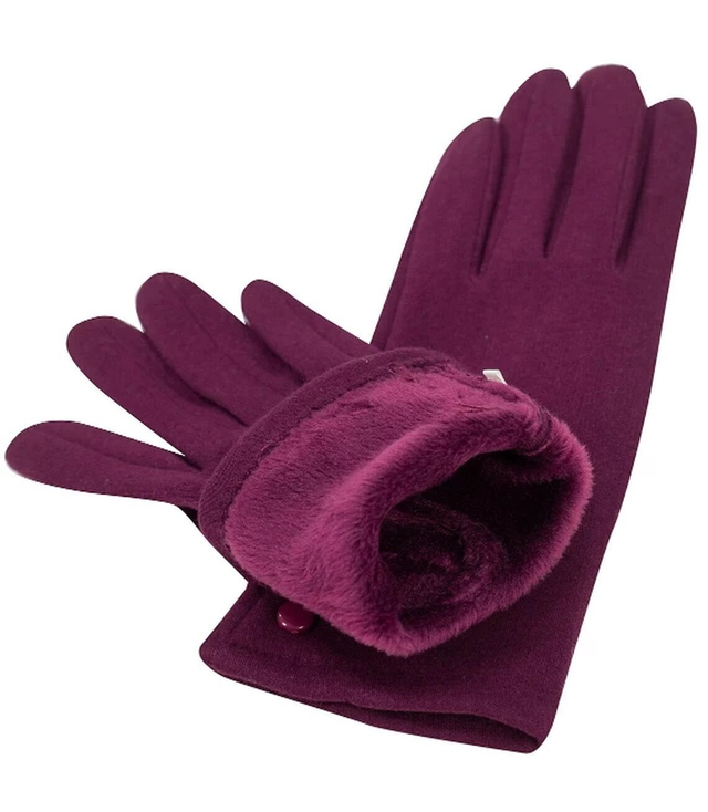 Women's gloves insulated with fur buttons Touch Five-fingered